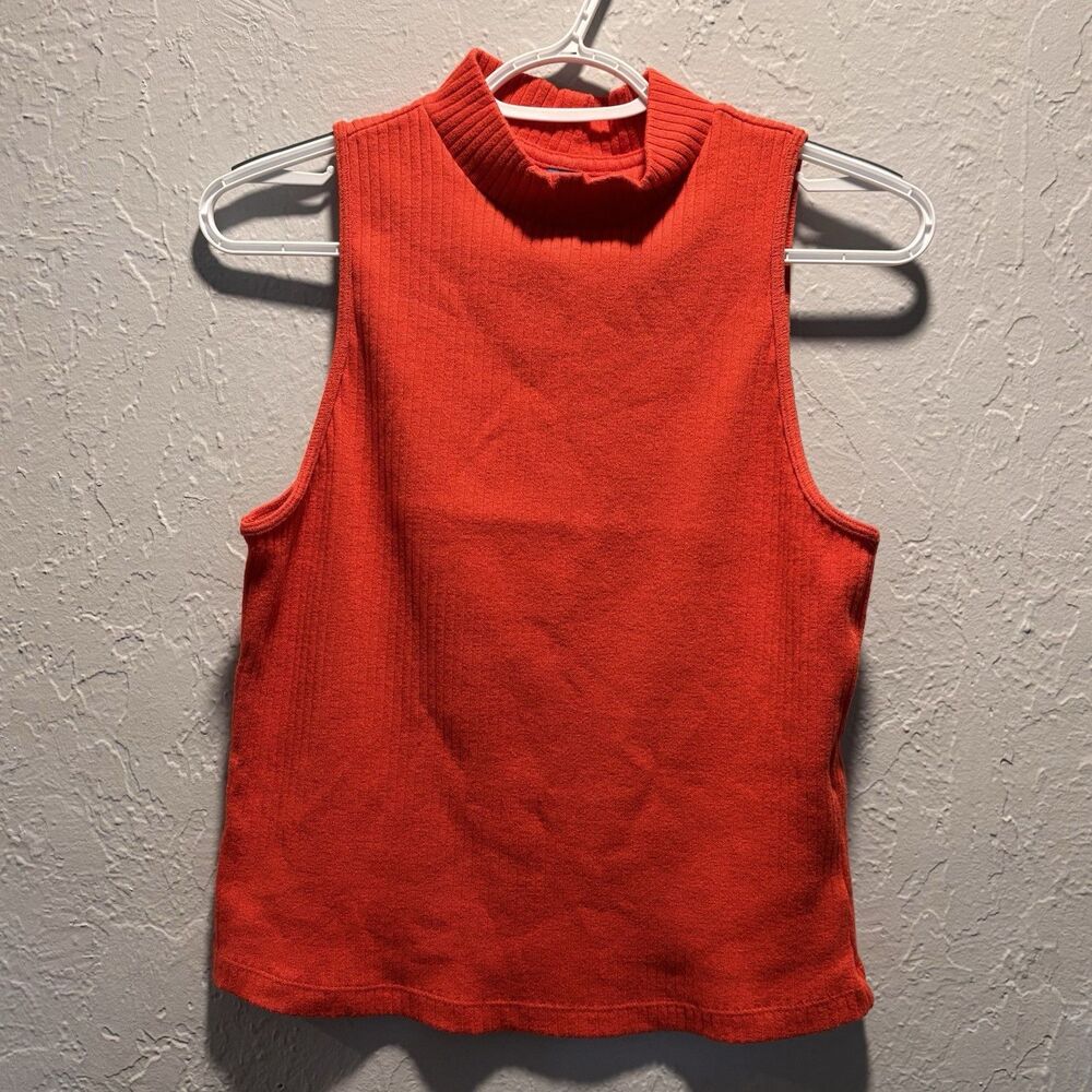 Old Navy Red Mock Neck Sleeveless Knit Tank Top Women's Size Large Regular